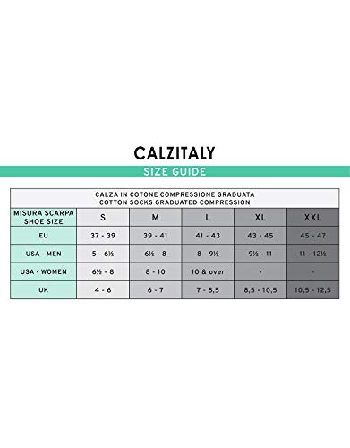 CALCETINES MEDICOS DE ALGODÓN | MEDIAS HASTA LA RODILLA A COMPRESIÓN GRADUADA FUERTE | 15-21mm/Hg | CALCETERÍA ITALIANA | (XL, NEGRO)