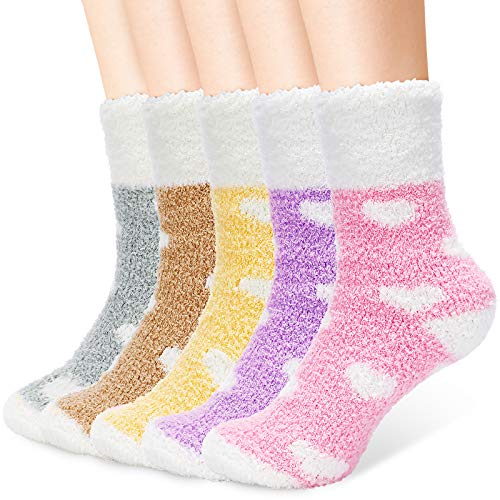 Calcetines mullidos para mujeres y niñas – Calcetines suaves y acogedores para invierno espesan calcetines calientes para el hogar zapatilla de cama acogedora para mujer