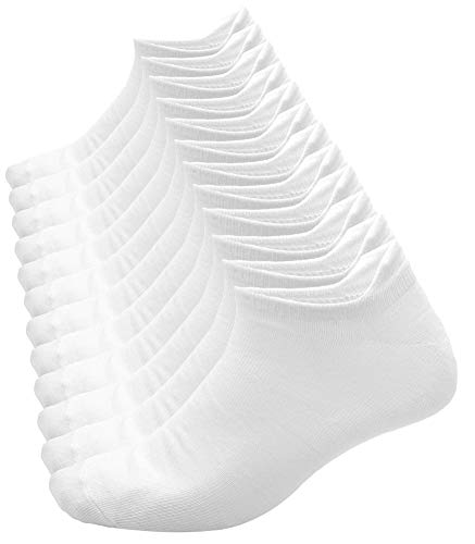 Ueither 12 Pares Calcetines Cortos Hombre Mujer Invisibles Respirable y Super Suaves Calcetines Tobilleros Algodón Antideslizantes 