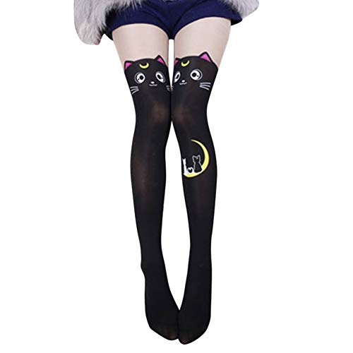 Calcetines por Encima de la Rodilla de Las Mujeres Medias apretadas, Muslo de Gato de Dibujos Animados Medias Altas Niñas Calcetines por Encima de la Rodilla de Sailor Moon Animal Medias largas