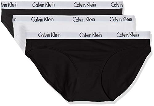 Calvin Klein 000QD3588E Braguita, Negro (Black/White/Black Wzb), XS (Pack de 3) para Mujer