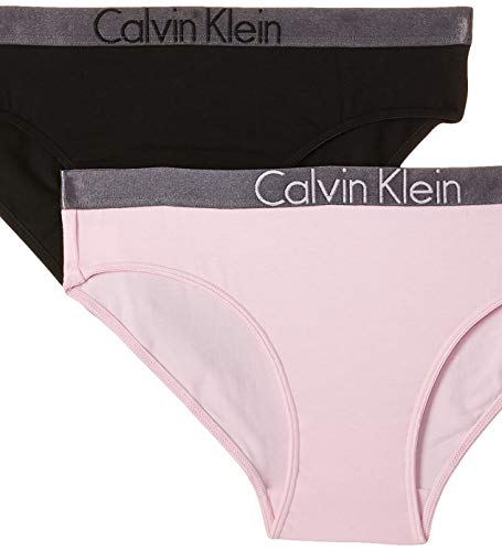 Calvin Klein 2 Pack Bikini Braguita, Multicolor (1 Black / 1 Unique 037), 12-14 Jahre para Niñas