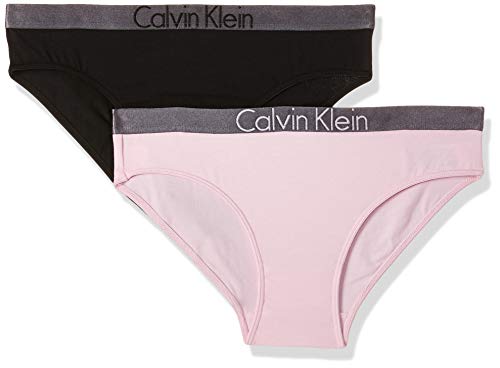Calvin Klein 2 Pack Bikini Braguita, Multicolor (1 Black / 1 Unique 037), 12-14 Jahre para Niñas