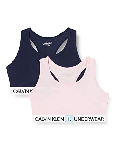 Calvin Klein 2pk Bralette Ropa interior,Rosa ( 1unique/1blackiris ) , 8/10 Unisex Niños