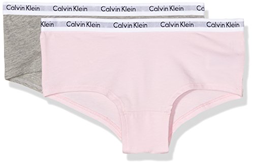 Calvin Klein 2PK Shorty Bragas, Gris (Grey Htr/Unique 901), 12-14 Jahre para Niñas