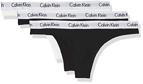 Calvin Klein 3Er-Pack Strings-Carousel Tanga, Negro (Black/White/Black Wzb), M para Mujer