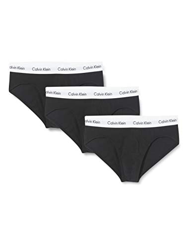 Calvin Klein 3P Hip Brief, Calzoncillos para Hombre (3 unidades), Negro (Black), Large