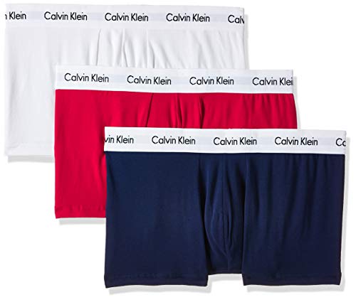 Calvin Klein 3p Low Rise Trunk Bóxer, Multicolor (White/Red/Navy), S (Pack de 3) para Hombre