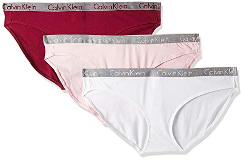 Calvin Klein Bikini 3pk Tanga, Multicolor (Prarie Pink/Covet/White Xpv), S (Pack de 3) para Mujer