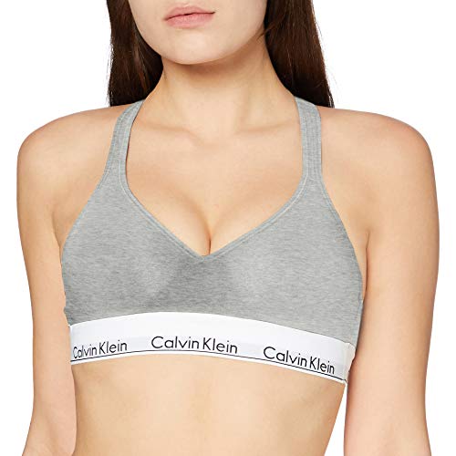 Calvin Klein Bralette – Modern Cotton Sujetador Deportivo, Grau (Grey Heather 020), M (89-94 cm) para Mujer