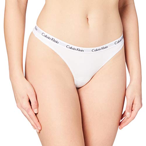 Calvin Klein Carousel-Thong Bragas, Blanco (WHITE 100), L para Mujer