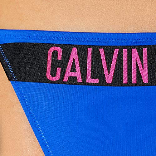 Calvin Klein Cheeky String Side Tie Braguita de Bikini, Azul (Surf The Web CKB), S para Mujer