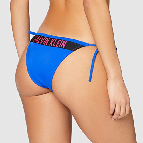 Calvin Klein Cheeky String Side Tie Braguita de Bikini, Azul (Surf The Web CKB), S para Mujer