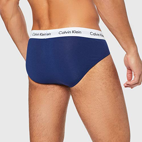 Calvin Klein Cotton Stretch-3er Slip, Multicolor (I03 White, Red ginger, Pyro blue), M (Pack de 3) para Hombre
