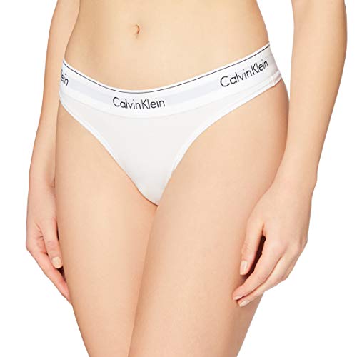 Calvin Klein Damen String MODERN - THONG, Einfarbig, Gr. 34 (Herstellergröße: XS), Weiß (WHITE 100)