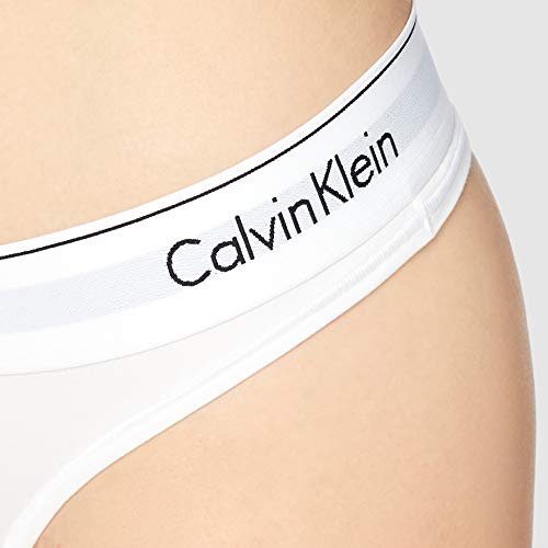 Calvin Klein Damen String MODERN - THONG, Einfarbig, Gr. 36 (Herstellergröße: S), Weiß (WHITE 100)