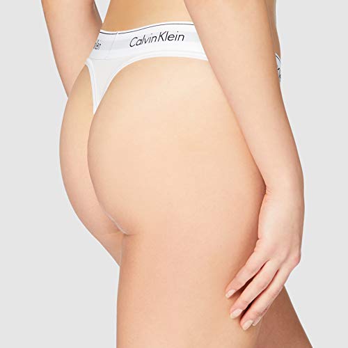 Calvin Klein Damen String MODERN - THONG, Einfarbig, Gr. 36 (Herstellergröße: S), Weiß (WHITE 100)