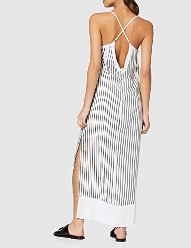 Calvin Klein Jeans Devon Stripe Strappy SL Maxi Dress Vestido, Negro (CK Black/Bright White 901), 40 (Talla del Fabricante: Large) para Mujer