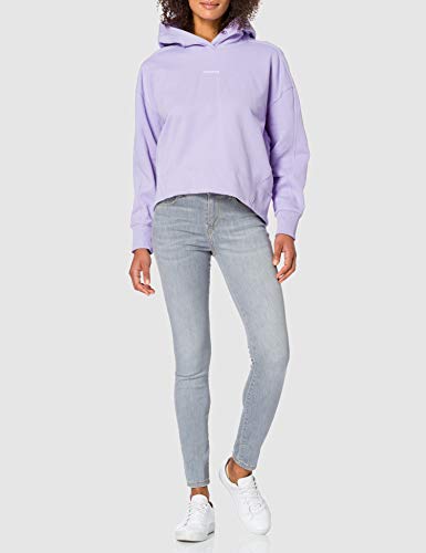 Calvin Klein Jeans Micro Branding Hoodie Suéter, Lila Palma, M para Mujer