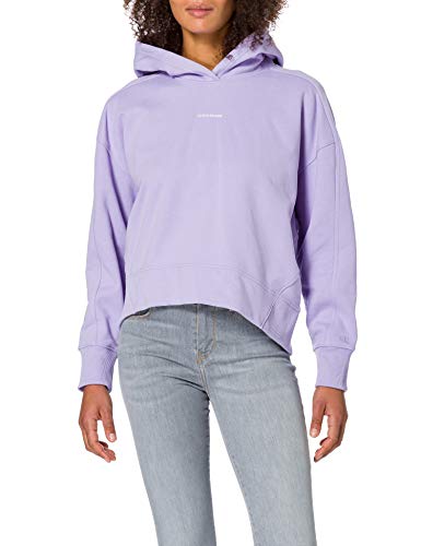 Calvin Klein Jeans Micro Branding Hoodie Suéter, Lila Palma, M para Mujer