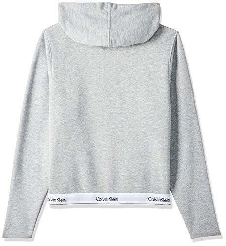 Calvin Klein Lounge Zip Up Hoodie-Modern Cotton Sudadera, Gris (Grey Heather 020), L para Mujer