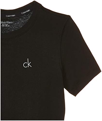 Calvin Klein Modern tee Camiseta, Negro (Black/White Lg 930), 140 centimeters (Talla del fabricante: 8-10) para Niños