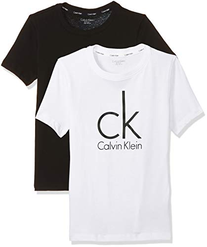 Calvin Klein Modern Tee Camiseta, Negro (Black/White Lg 930), 176 centimeters (Talla del fabricante: 14-16) (Pack de 2) para Niños