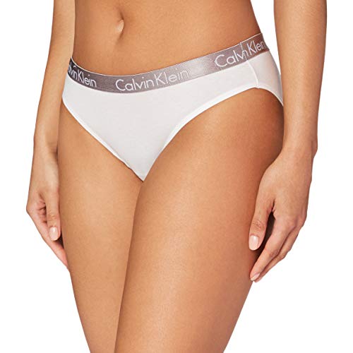 Calvin Klein Radiant Cotton-Bikini Braguita, Blanco (White 100), M para Mujer