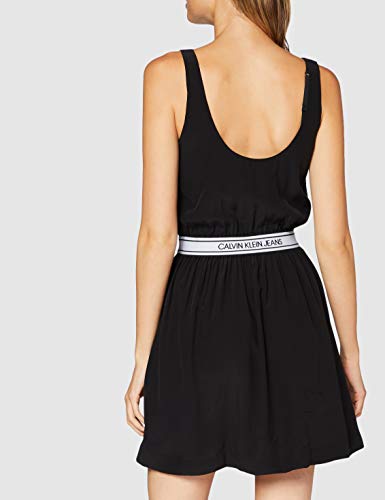 Calvin Klein S/l Logo Elastic Dress Vestido, Negro, Mujer