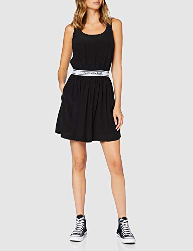 Calvin Klein S/l Logo Elastic Dress Vestido, Negro, Mujer
