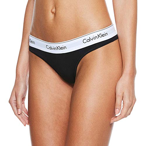 Calvin Klein String – Modern Cotton Tanga, Negro (BLACK/WHITE), XS para Mujer