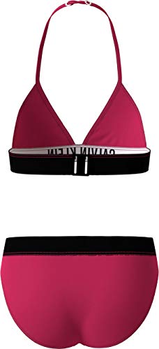 Calvin Klein Triangle Bikini Set Juego, Pink Heart, 10-12 Jahre para Niñas