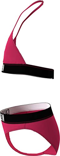 Calvin Klein Triangle Bikini Set Juego, Pink Heart, 10-12 Jahre para Niñas