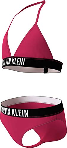 Calvin Klein Triangle Bikini Set Juego, Pink Heart, 10-12 Jahre para Niñas