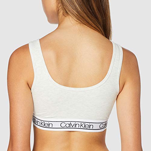 Calvin Klein Unlined Bralette (Reversible) Parte de arriba de bikini, Blanco (Snow Heather Ow5), 40 (Talla del fabricante: Medium) para Mujer