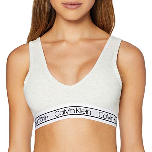 Calvin Klein Unlined Bralette (Reversible) Parte de arriba de bikini, Blanco (Snow Heather Ow5), 40 (Talla del fabricante: Medium) para Mujer