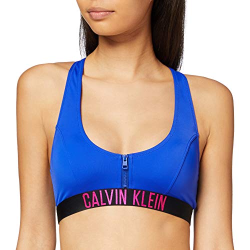 Calvin Klein Zip Bralette-rp Almohadillas y Rellenos de Sujetador, Azul (Surf The Web CKB), S para Mujer