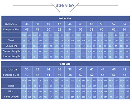 CALVINSUIT Hombre 2 Piezas 2 Botones de Chaqueta Beige y Pantalones Trajes de Boda Conjunto