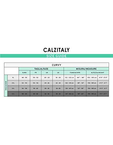 CALZITALY Curvy Medias Opacas | Panty Tallas Grandes | Curvy | 60 DEN | L, XL, XXL | Negro | Calcetería Italiana | (3XL, Negro)