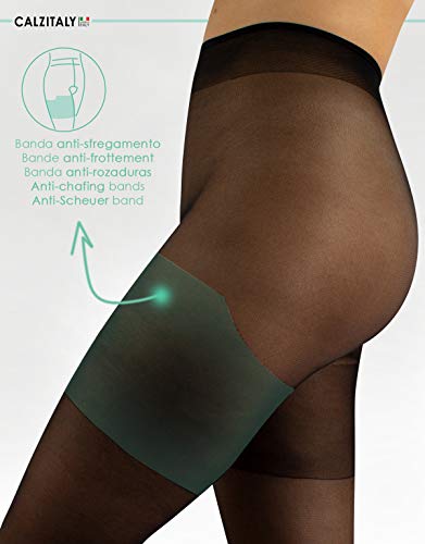 CALZITALY – Medias de Descanso Medias Tallas grandes, Compresión Media 8 mm/Hg | L, XL, XXL | Negro, Natural | 40 DEN | Made in Italy | (XXL, Negro)