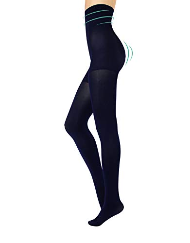 CALZITALY Medias Tupidas Reductoras De Talle Alto | Panty Shaper, Push Up | Negro | 80 Den | S, M, L, Xl | Calcetería Italiana | (M, Azul)