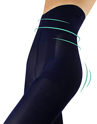 CALZITALY Medias Tupidas Reductoras De Talle Alto | Panty Shaper, Push Up | Negro | 80 Den | S, M, L, Xl | Calcetería Italiana | (M, Azul)