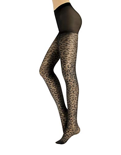 CALZITALY Panti Medias Leopardo | Medias Micro Rejilla | Negro | S/M, L/XL | 50 DEN | Made in Italy (S/M, Negro)