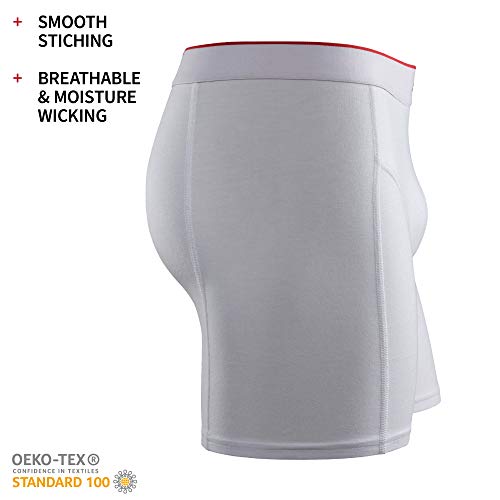 Calzoncillos Boxer de Bambú para Hombre, Pack de 3, Ropa Interior Antibacteriana y Ultra Suave, Ajustados, Comodidad Superior, Negro, Blanco, Gris, Multipack (Blanco, Large)