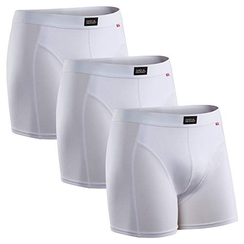 Calzoncillos Bóxers de Algodón para Hombre, Ropa Interior, Elásticos, Ultrasuaves, Comodidad Superior, Corte Clásico, Ajustados, Negro, Gris, Azul Marino, Multipack, Pack de 3 (Blanco, Large)