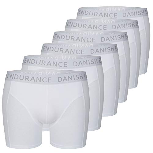 Calzoncillos Bóxers de Algodón para Hombre, Ropa Interior, Elásticos, Ultrasuaves, Pack de 6 (Blanco, M)