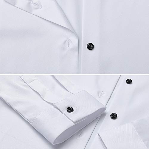 Camisa Blusa Bambú Fibra Clásica Mujer, Manga Larga, Slim Fit, Camisa Elástica Casual/Formal para Mujer, Blanco, 38 (Cuello 38CM, Manga 64.5CM)