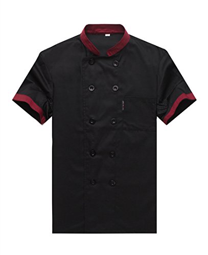 Camisa de Cocinero Cocina Uniforme Manga Corta Negro