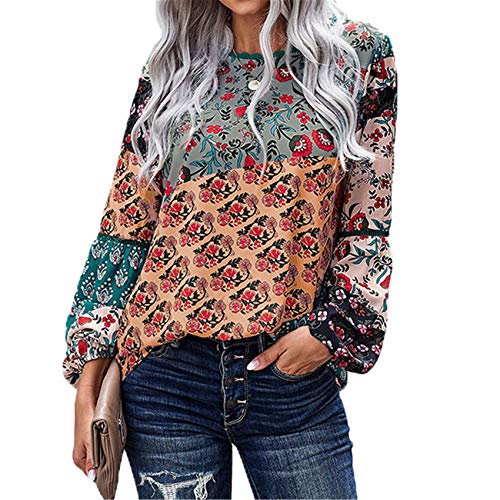 Camisa De Mujer Suelta Moda Linterna Manga Cuello Redondo PulóVer Camisa De Mujer