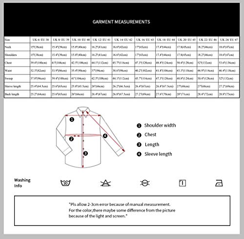Camisa Mujer Bambú Fibra, Manga Larga Slim Fit, Elástica y Formal, Negro, 45 (Pecho 128CM, Cintura 110CM)